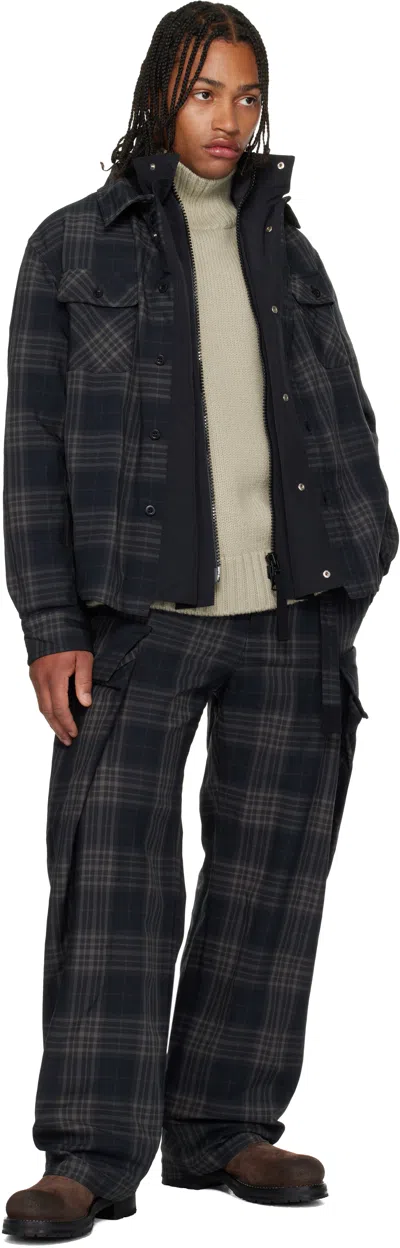 Sacai Black Plaid Cargo Pants In Black