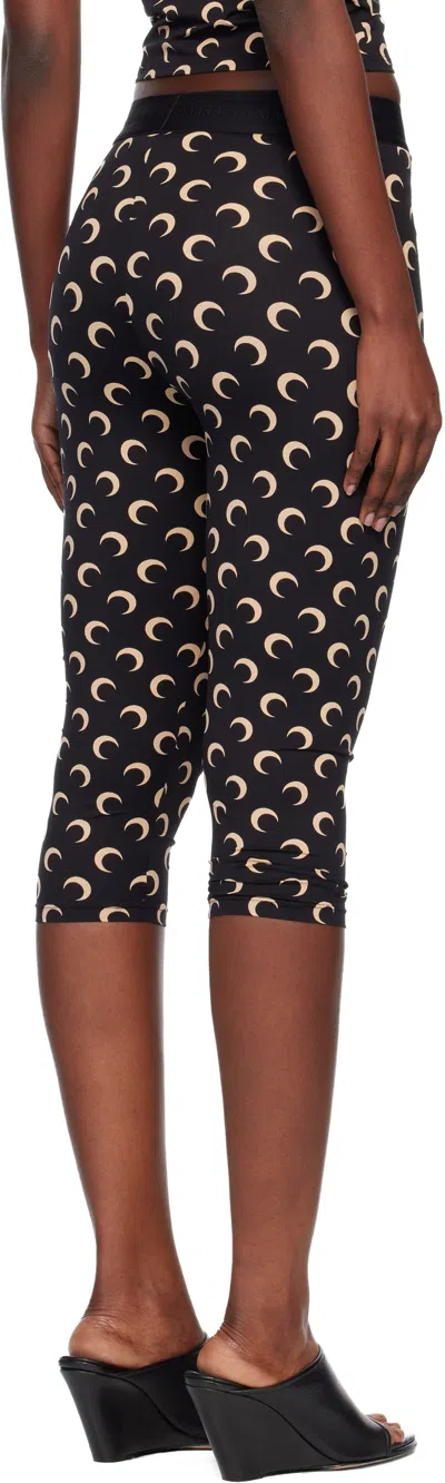 Marine Serre Recycled Moon Jersey Capri Leggings In Black
