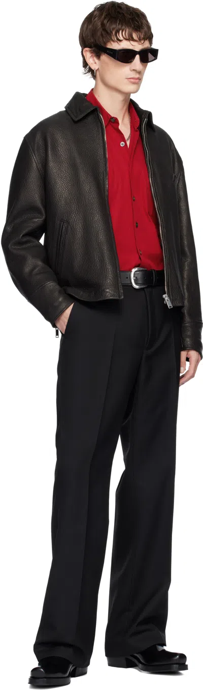 Second / Layer Black Rider Leather Jacket In Black