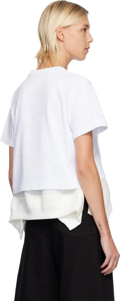 Sacai Off-white Cotton Jersey & Nylon Twill T-shirt