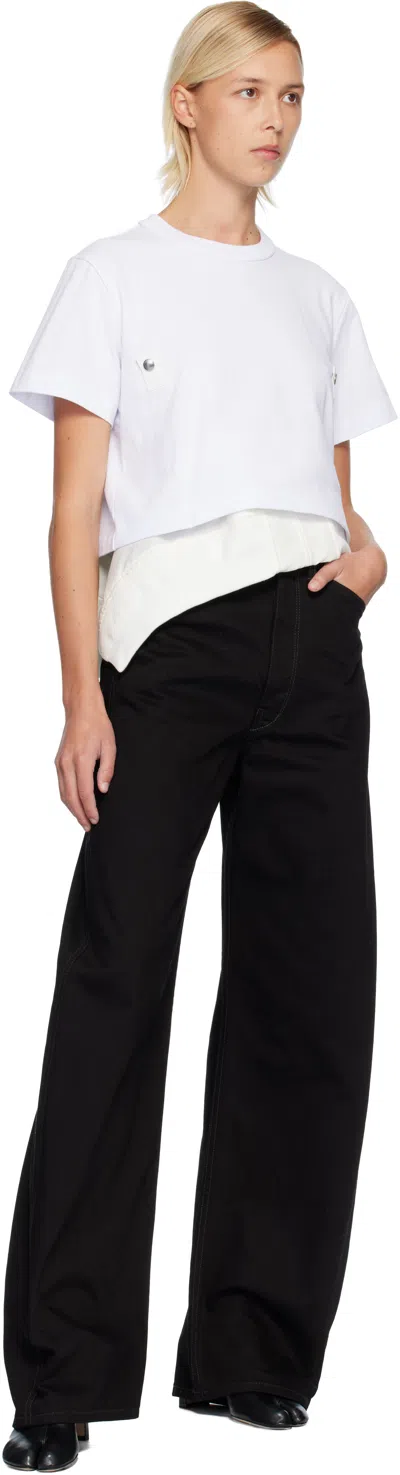 Sacai Off-white Cotton Jersey & Nylon Twill T-shirt