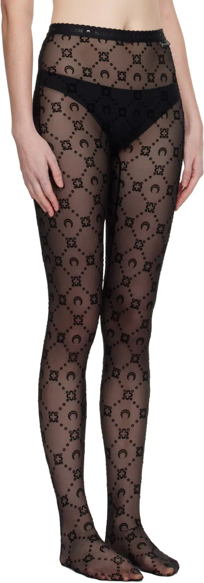 Marine Serre Crescent Moon Jacquard Tights In Black