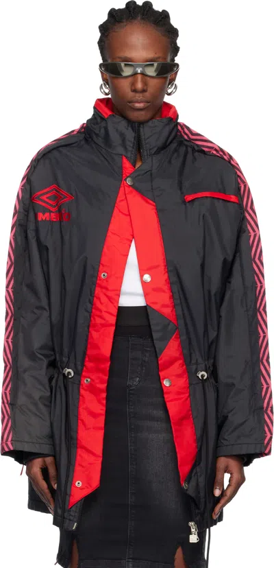 Prototypes Black & Red Outline Coach Parka In Black