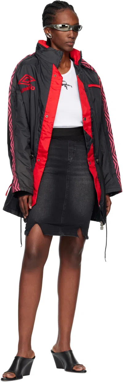 Prototypes Black & Red Outline Coach Parka In Black