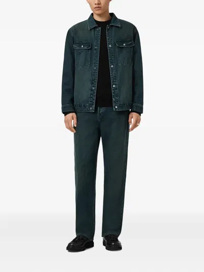 Allsaints Exile Pocketed-buttoned Jacket In Blue
