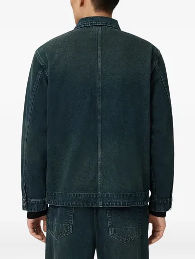 Allsaints Exile Pocketed-buttoned Jacket In Blue