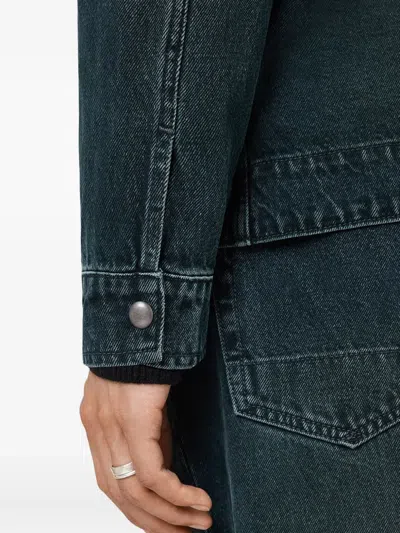 Allsaints Exile Pocketed-buttoned Jacket In Blue