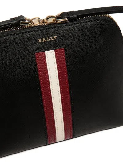 Bally Embossed Leather Stripe-detail Bag In Purple
