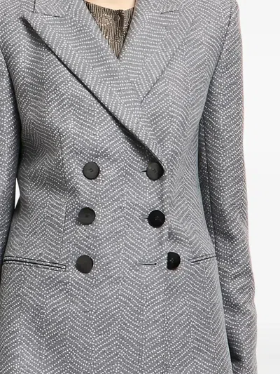 Giorgio Armani Asv Double-breasted Jacket In Virgin Wool And Cashmere Chevron Jacquard In Gray