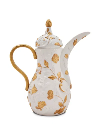 Villari Taormina Dallah Floral Coffee Pot (34cm X 28cm) In White