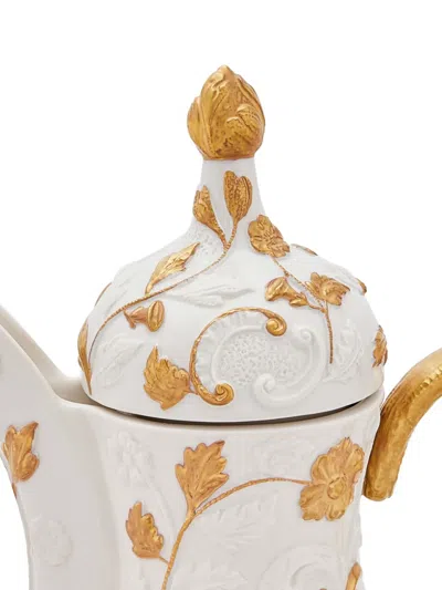 Villari Taormina Dallah Floral Coffee Pot (34cm X 28cm) In White