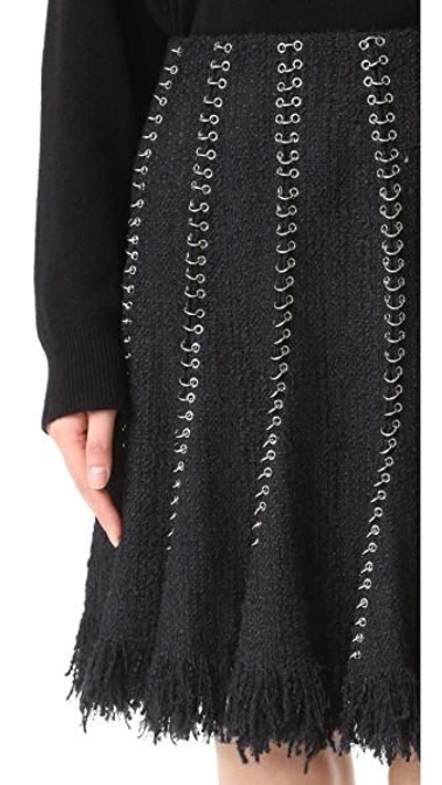 Shop Alexander Wang Flared Skirt With Ring Piercing Seams In Black
