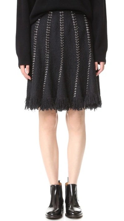 Shop Alexander Wang Flared Skirt With Ring Piercing Seams In Black