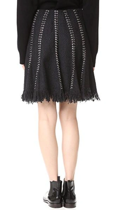 Shop Alexander Wang Flared Skirt With Ring Piercing Seams In Black