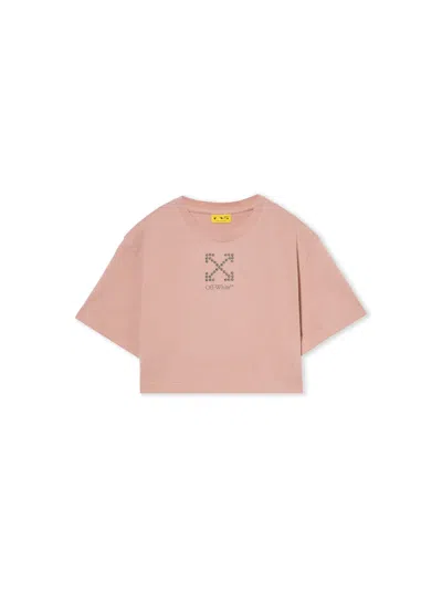 Off-white Arrow Studs Boxy Tee S/s In Pink