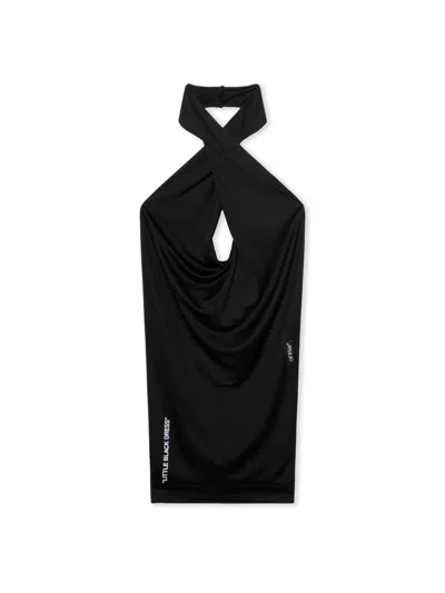 Off-white Fluid Jer Backless Mini Dress In Black