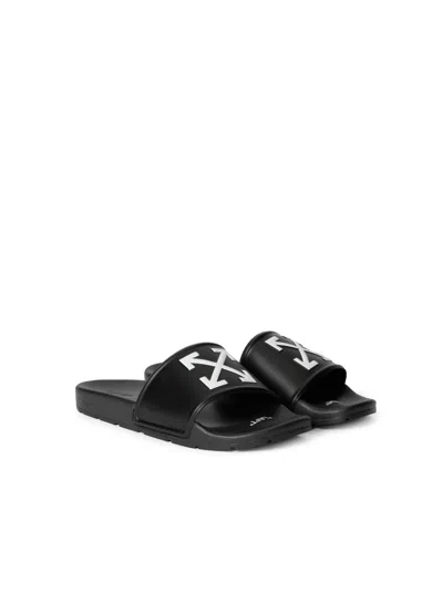 Off-white Arrow Open Toe Slip-on Slides In Black