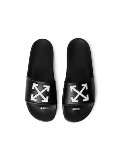 Off-white Arrow Open Toe Slip-on Slides In Black