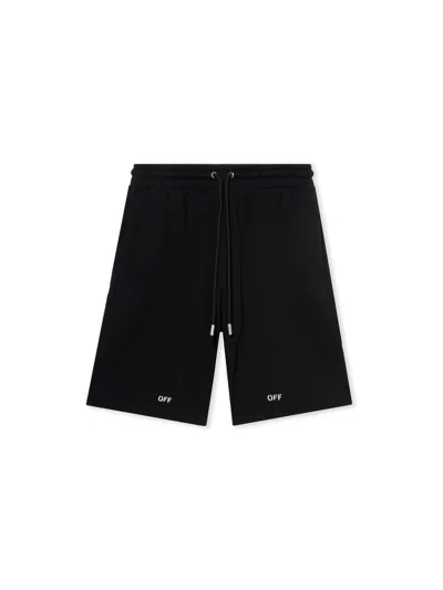 Off-white Casual Cotton Bermuda Shorts With Graphic Print In Black