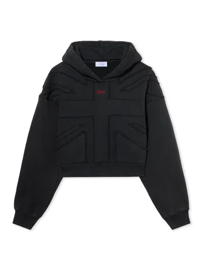 Off-white Uk Crop Hoodie In Black
