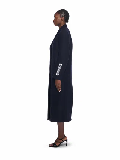 Off-white Long Tailored Wool Coat In Black
