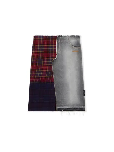 Off-white Check Flannel Denim Skirt In Multi