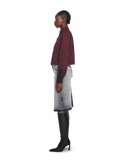 Off-white Check Flannel Denim Skirt In Multi