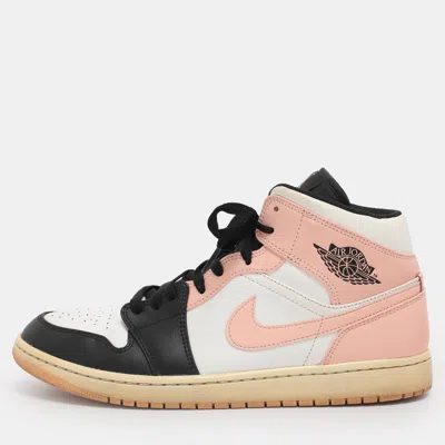 Pre-owned Air Jordans Multicolor Leather Jordan 1 Mid Linen Sneakers Size 45