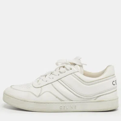 Pre-owned Celine White Leather Lace Up Sneakers Size 39