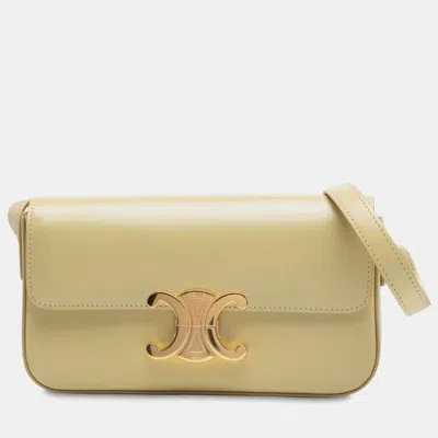Pre-owned Celine Yellow Shiny Calfskin Claude Shoulder Bag