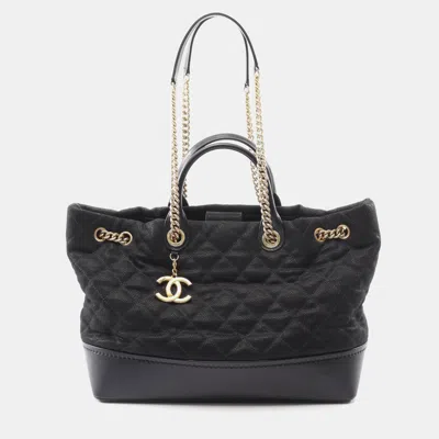 Pre-owned Chanel Matelasse Chain Shoulder Tote Bag Leather Leather Black Cc