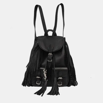 Pre-owned Saint Laurent Black Fringe Festival Backpack