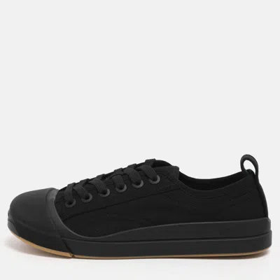 Pre-owned Bottega Veneta Black Canvas And Leather Vulcan Low Top Sneakers Size 38.5