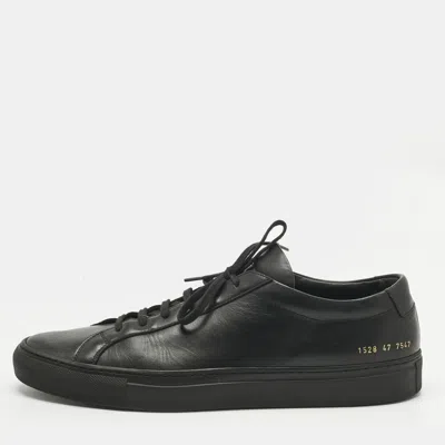 Pre-owned Common Projects Black Leather Achilles Lace Up Sneakers Size 47