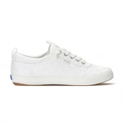 Keds Women's Center Iii Starburst Eyelet Slip On Canvas Sneakers In White