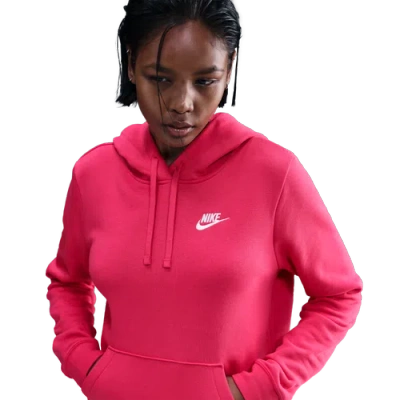 Nike Club Womens Long Sleeve Fleece Active Hoodie In Pink