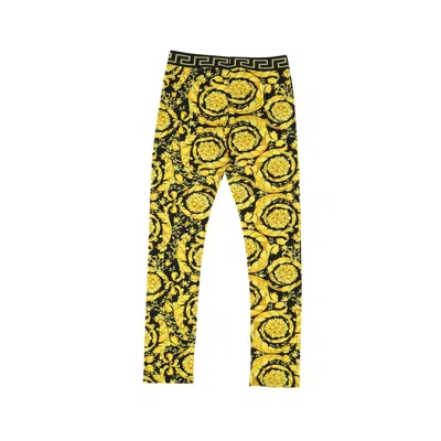 Versace Kids Barocco Print Leggings In Black