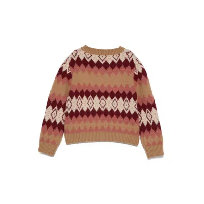 Moncler Kids Fair-isle Embroidered Wool Sweater In Burgundy
