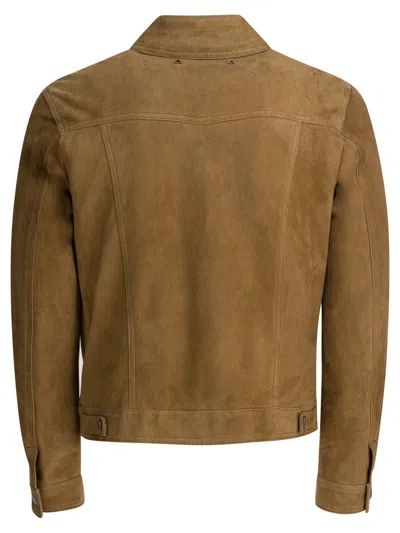 Altum Overshirt Jacket In Suede In Neutral