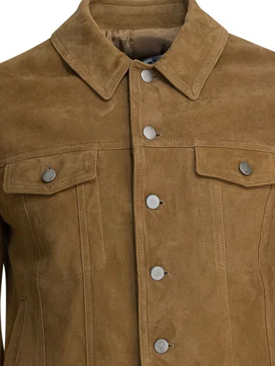 Altum Overshirt Jacket In Suede In Neutral