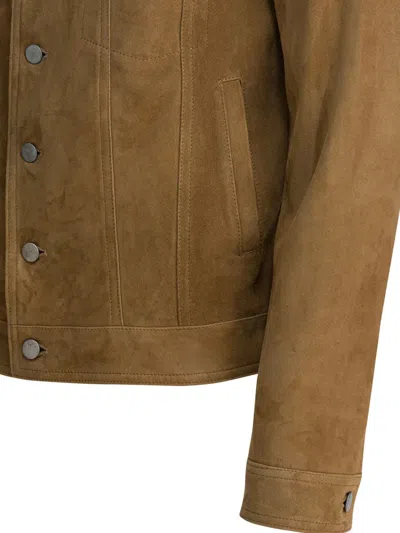 Altum Overshirt Jacket In Suede In Neutral