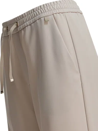 Herno Pants With Elasticized Waist Trousers Beige In Neutral