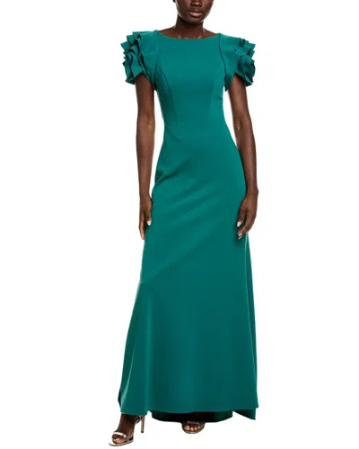 Rene Ruiz Rosette Fit And Flare Gown In Green