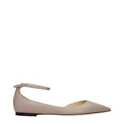 Jimmy Choo Gray Leather Ballet Flats In Gray