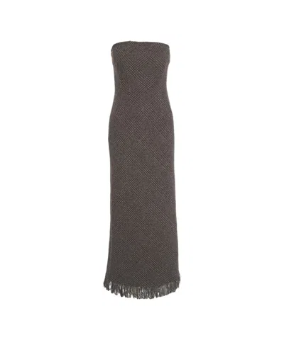 Herskind Strapless Maxi Dress With Textured Fabric In Gray