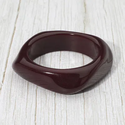 Fashnzfab Abstract Square Resin Bangle Bracelet - Wine In Brown