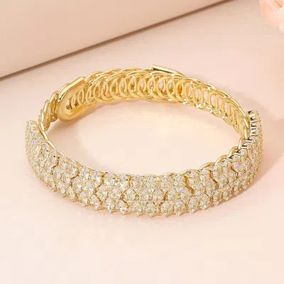 Fashnzfab Cz Stone Paved Adjustable Evening Bracelet In Gold