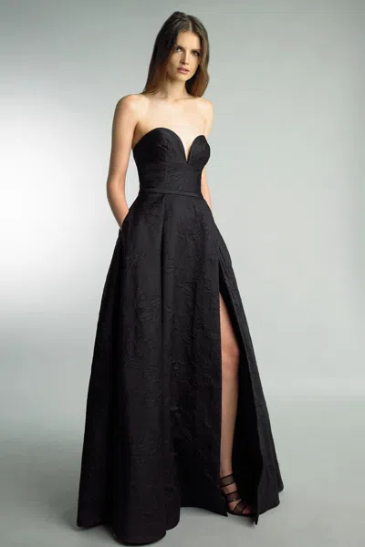 Basix Black Label Off Shoulder Strapless Sweetheart Ballgown In Black