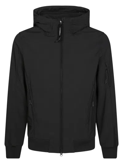 C.p. Company Short Jacket With Hood And Distinctive Lens Logo In Black