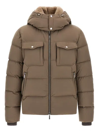 Moorer Cappuccino Nylon Blend Alarick Down Jacket In Brown